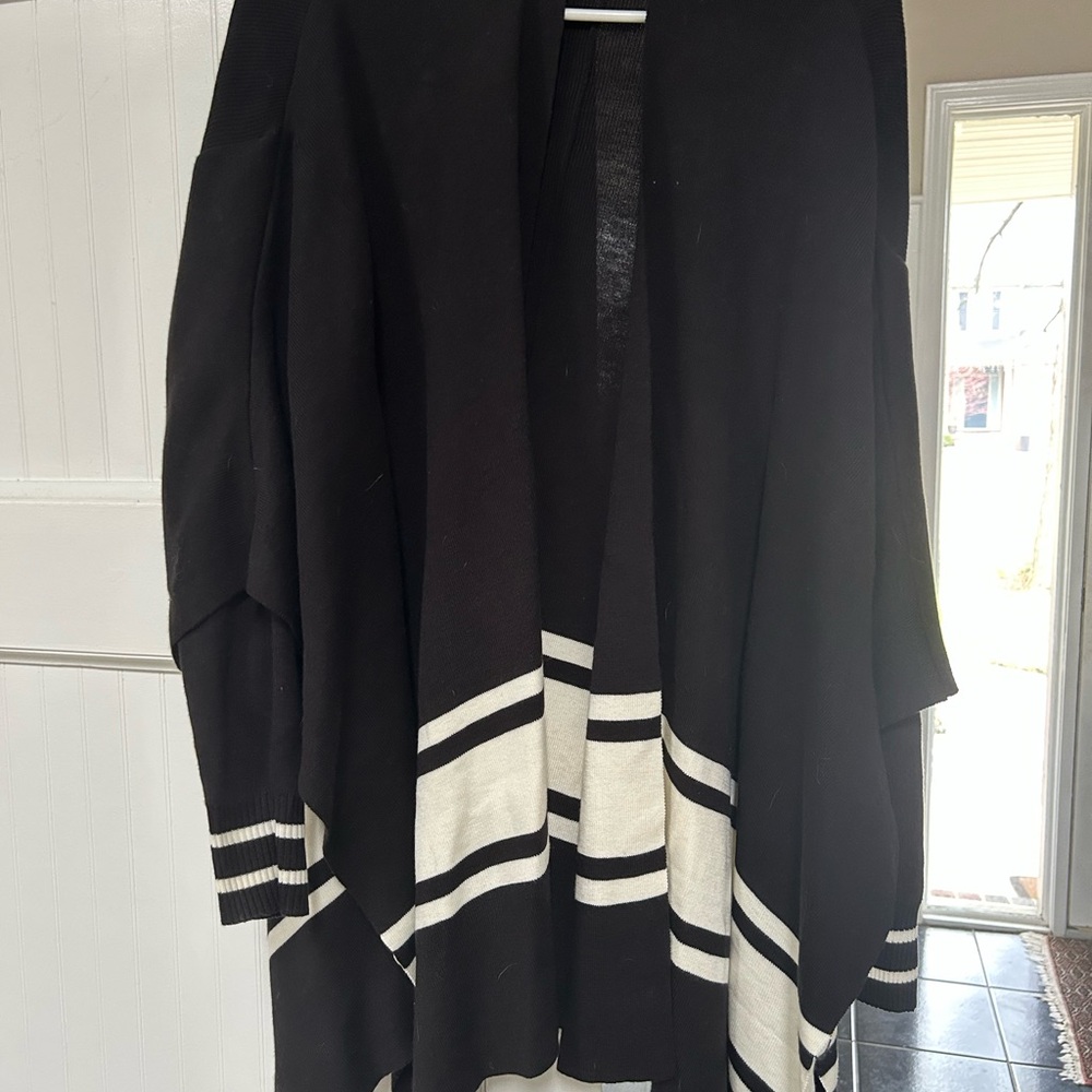 Black and White Cape with Bold Stripes